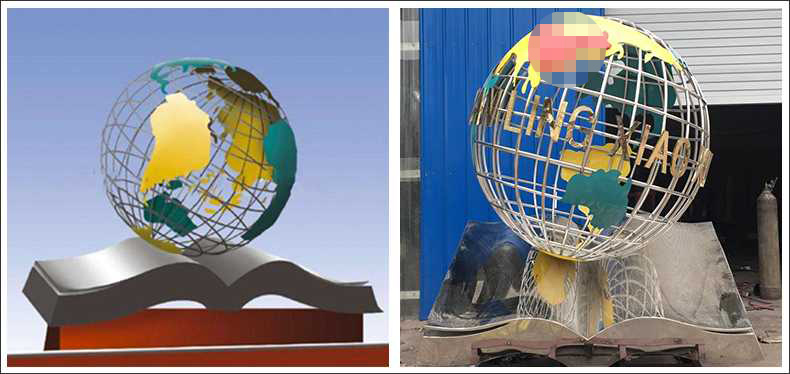 不銹鋼地球，景觀地球雕塑，學校地球儀擺件