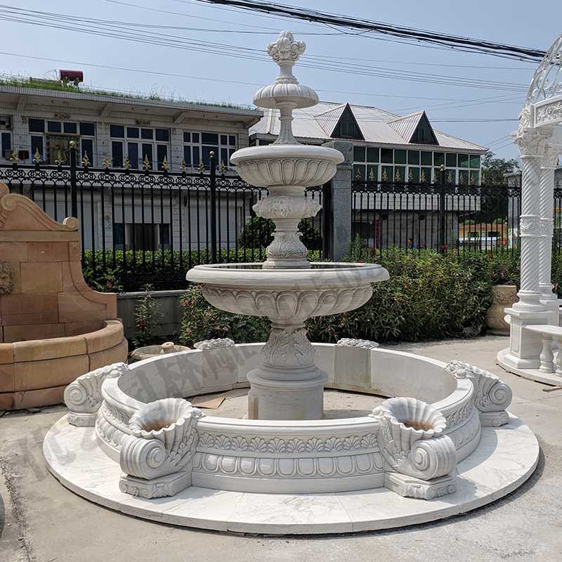 景觀噴泉定制，園林石雕噴泉，大理石噴泉